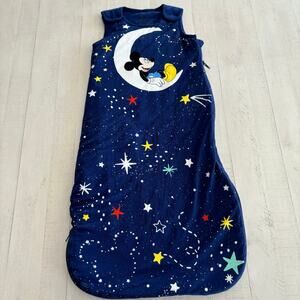 Little Sleepies Mickey Mouse Moon Blue Sleepsack 0-6 Months Winter Weight VGUC